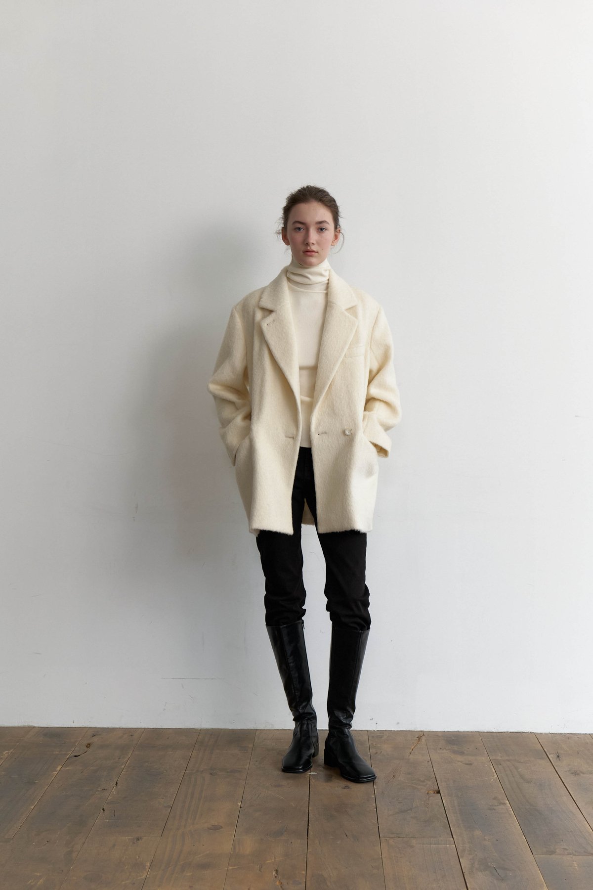Wool Alpaca Shaggy Coat_Ivory | Na.e