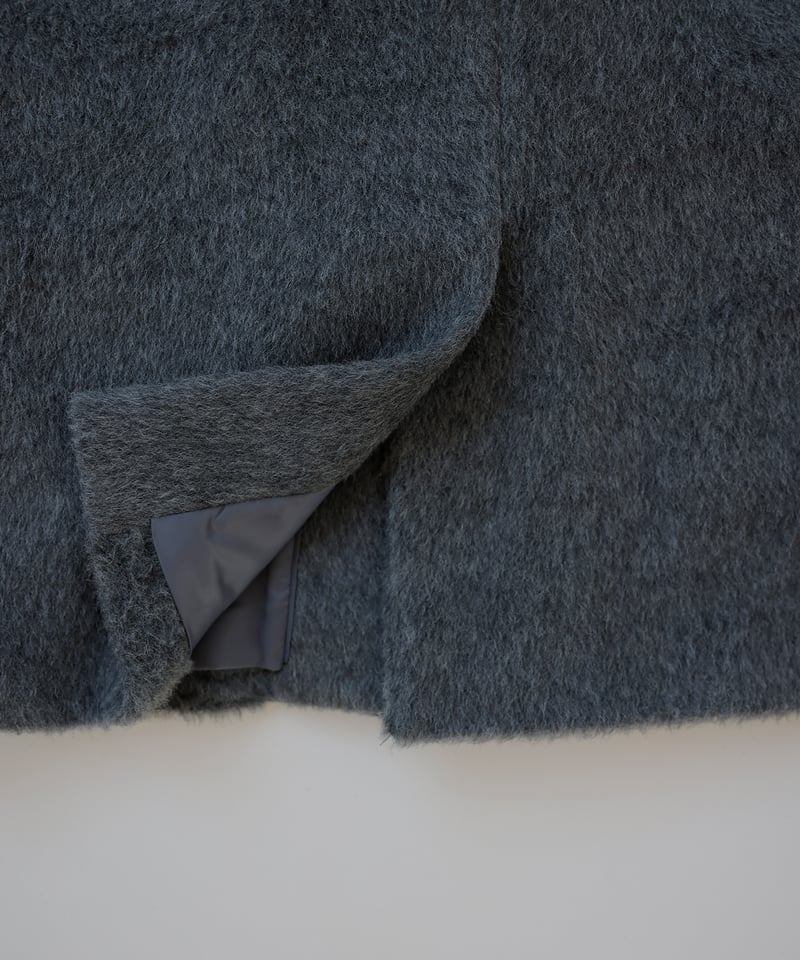 Wool Alpaca Shaggy Coat_Gray | Na.e