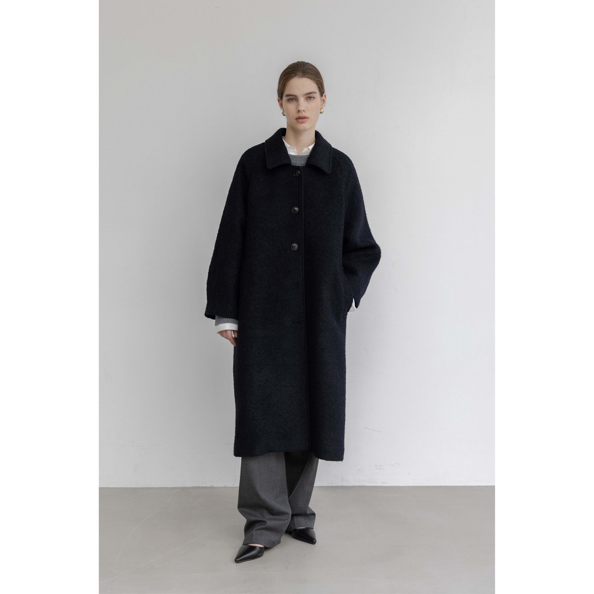 Na.e Noa Melton Coat ダークネイビー-