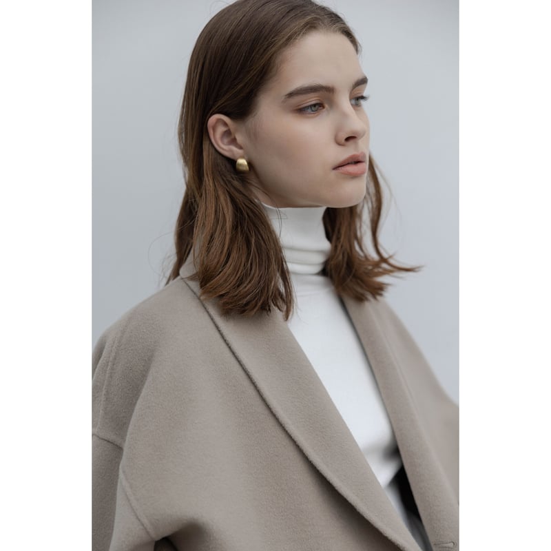 Na.e Shawl Collar Wool Coat greige ロング丈
