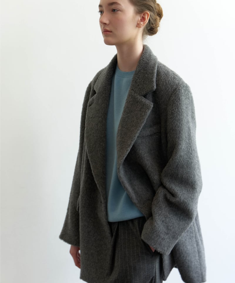 Wool Alpaca Shaggy Coat_Gray | Na.e