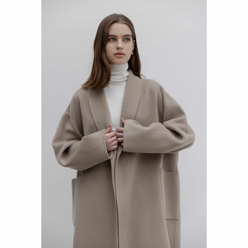 Shawl Collar Wool Coat_Greige | Na.e
