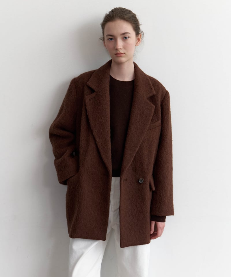 Wool Alpaca Shaggy Coat_Brown | Na.e
