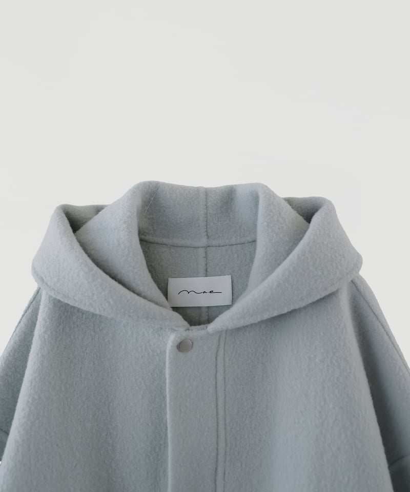 Brushed Wool Hoodie Coat_Bluegray | Na.e