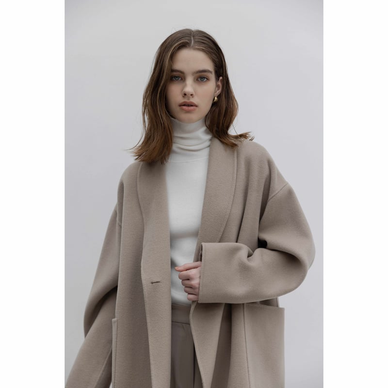 Shawl Collar Wool Coat_Greige | Na.e