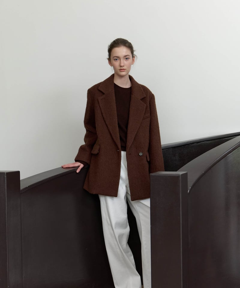 Wool Alpaca Shaggy Coat_Brown | Na.e