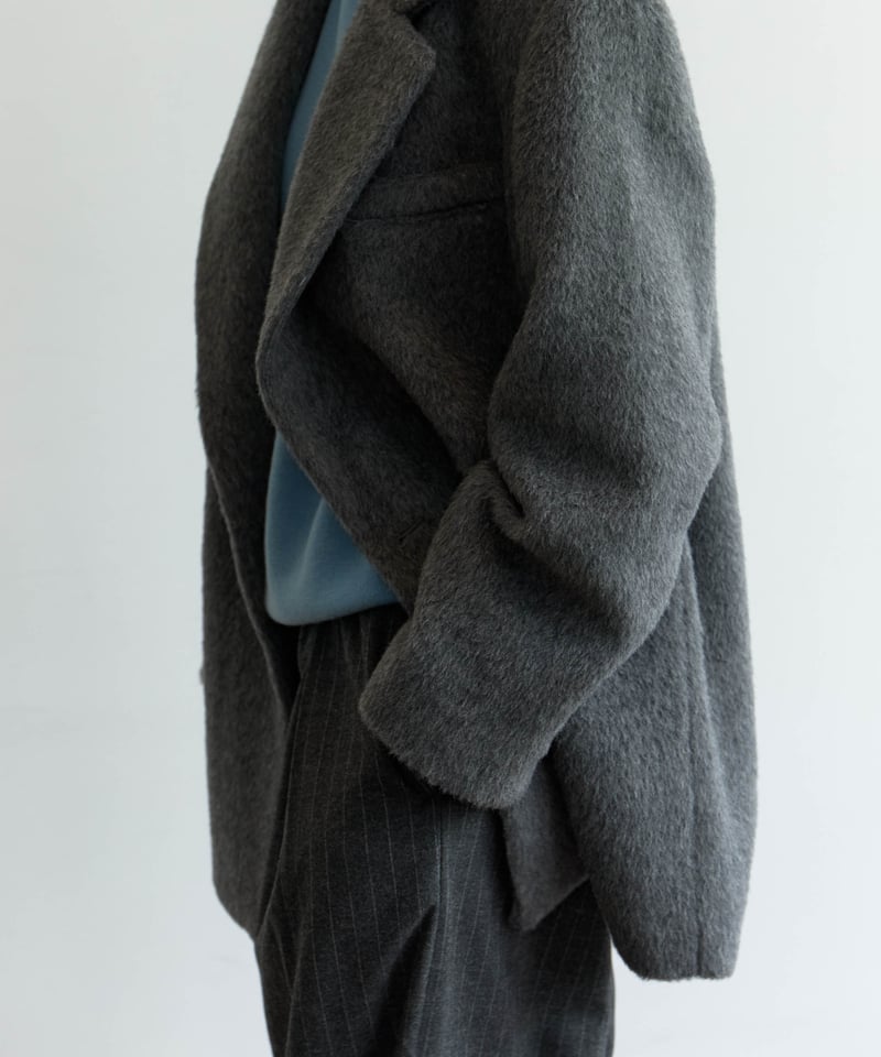 Wool Alpaca Shaggy Coat_Gray | Na.e