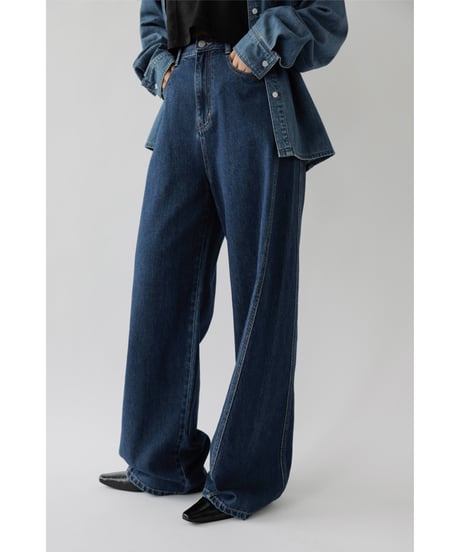 Stitch Wide Jeans_Indigo Blue