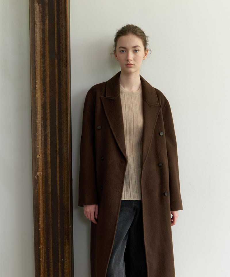 Wool Cashmere Double Coat_Brown | Na.e