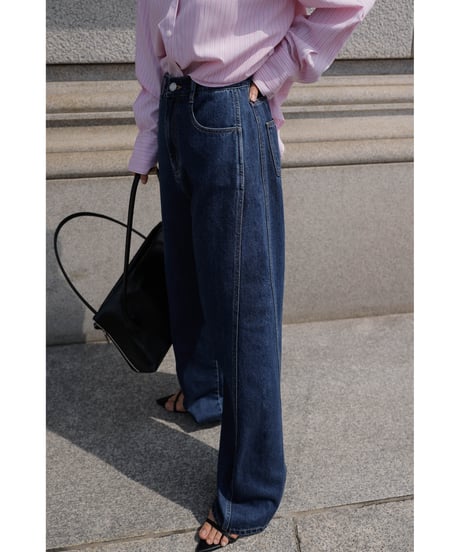 Stitch Wide Jeans_Indigo Blue