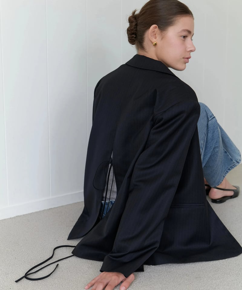 Stripe Over Jacket_Navy | Na.e