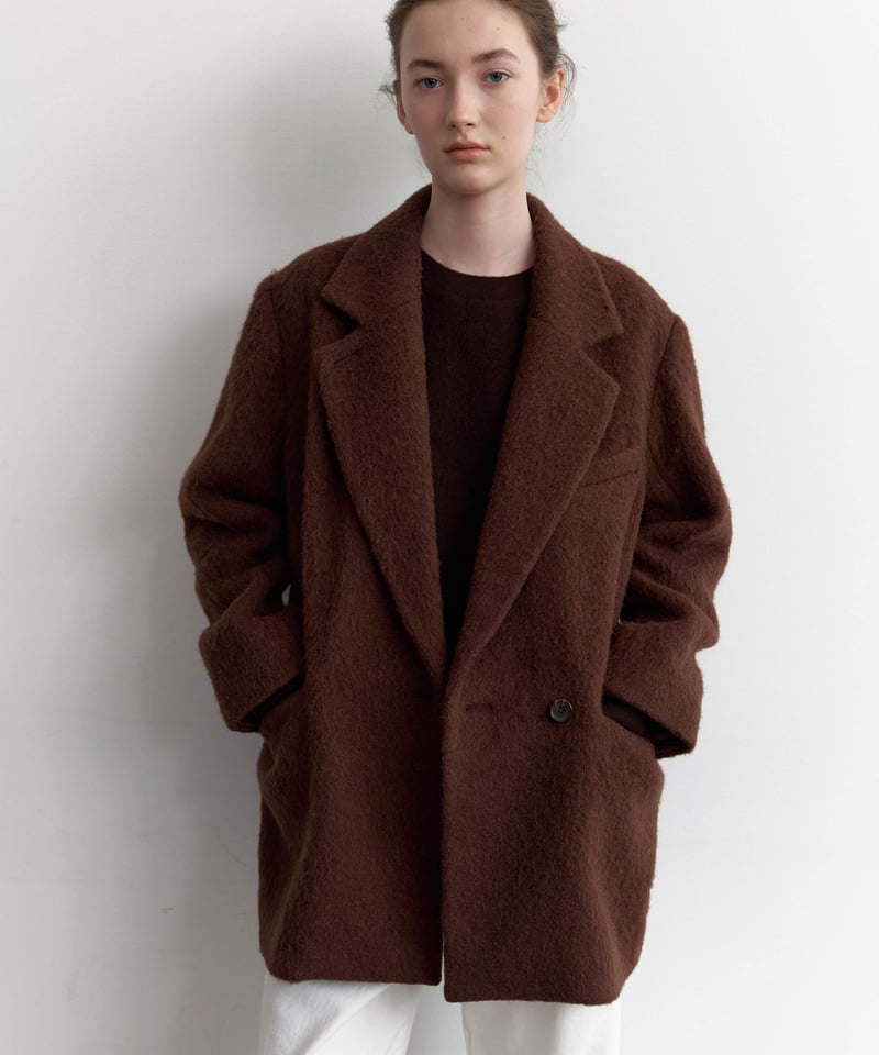 Wool Alpaca Shaggy Coat_Brown | Na.e