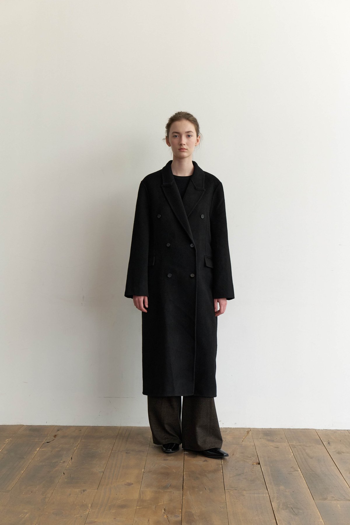 ジャケット・アウター Cashmere Double Breasted Coat 38 Wool Cashmere Double Coat_Black | Na.e