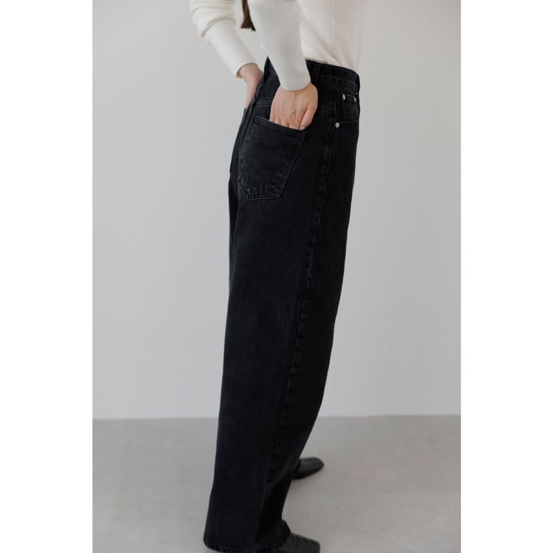 na.e Wide Loose Jeans _Black