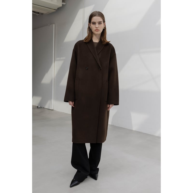 Shawl Collar Wool Coat_Darkbrown | Na.e