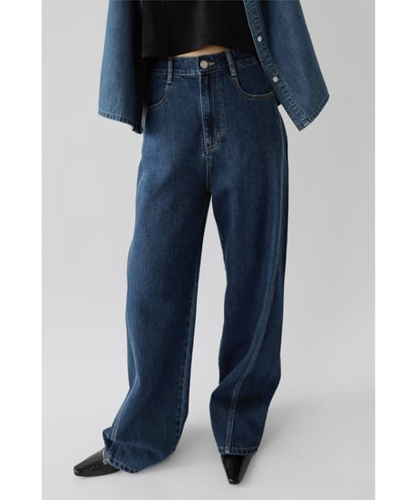 Stitch Wide Jeans_Indigo Blue