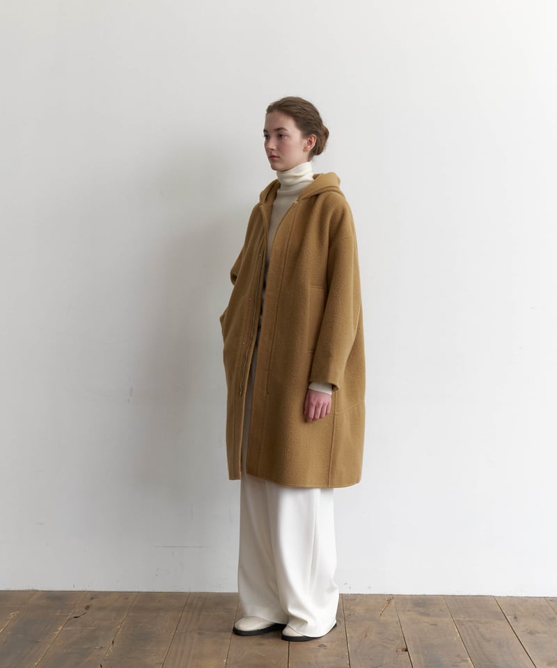 na.e Brushed Wool Hoodie coat ウールコート Brushed Wool Hoodie Coat_Bluegray | Na.e