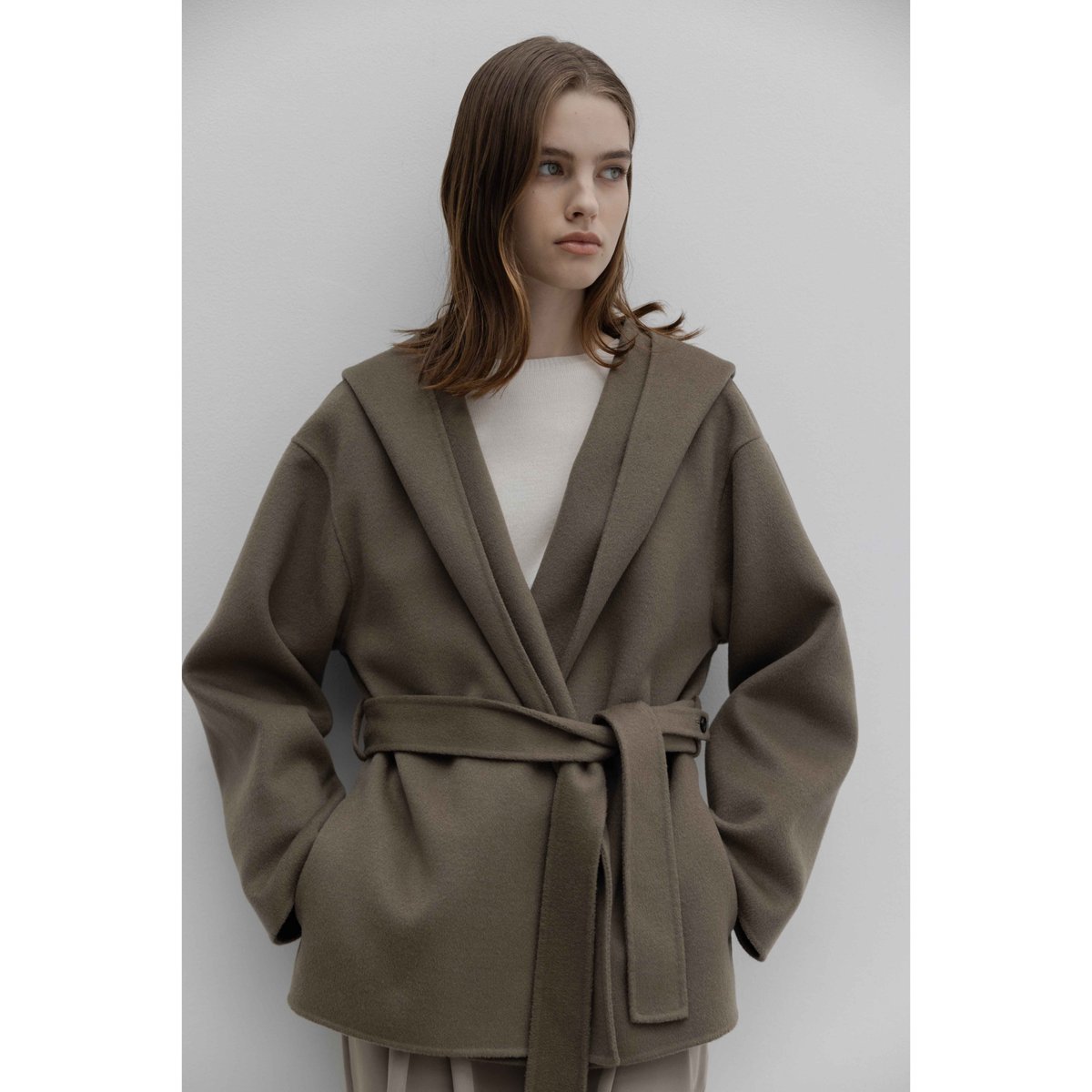 Hoodie Half Coat_Olive | Na.e
