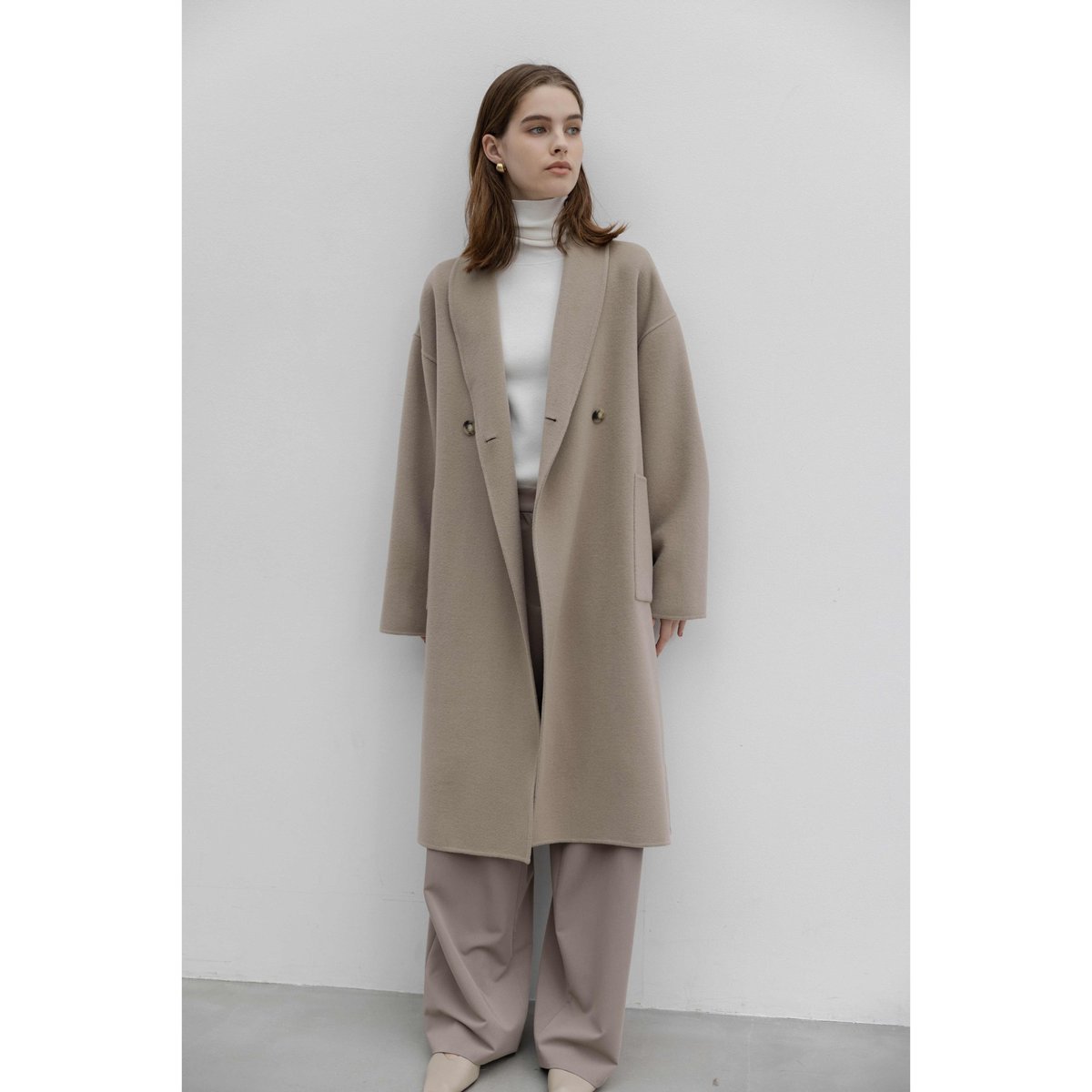 na.e Shawl Collar Wool Coat_通常丈_Camel