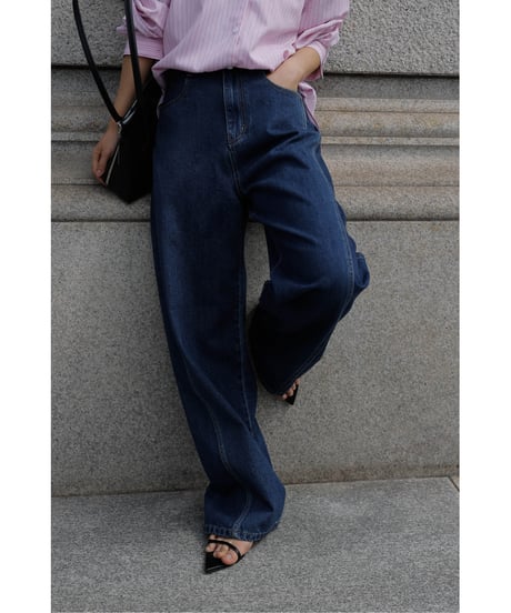 Stitch Wide Jeans_Indigo Blue