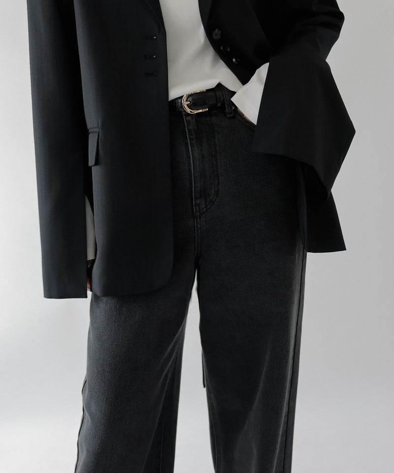 na.e ナエ　スムースベルトブラウス　ダークネイビー Leather Belt | Na.e