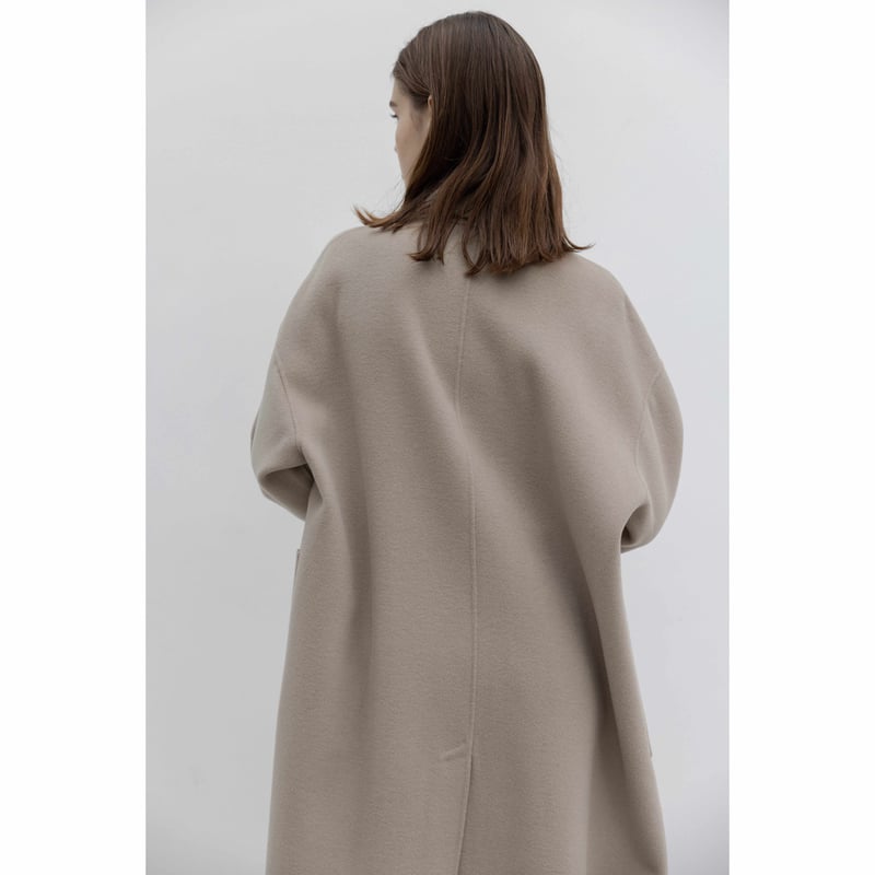 na.e】Shawl Collar Wool Coat_Greige