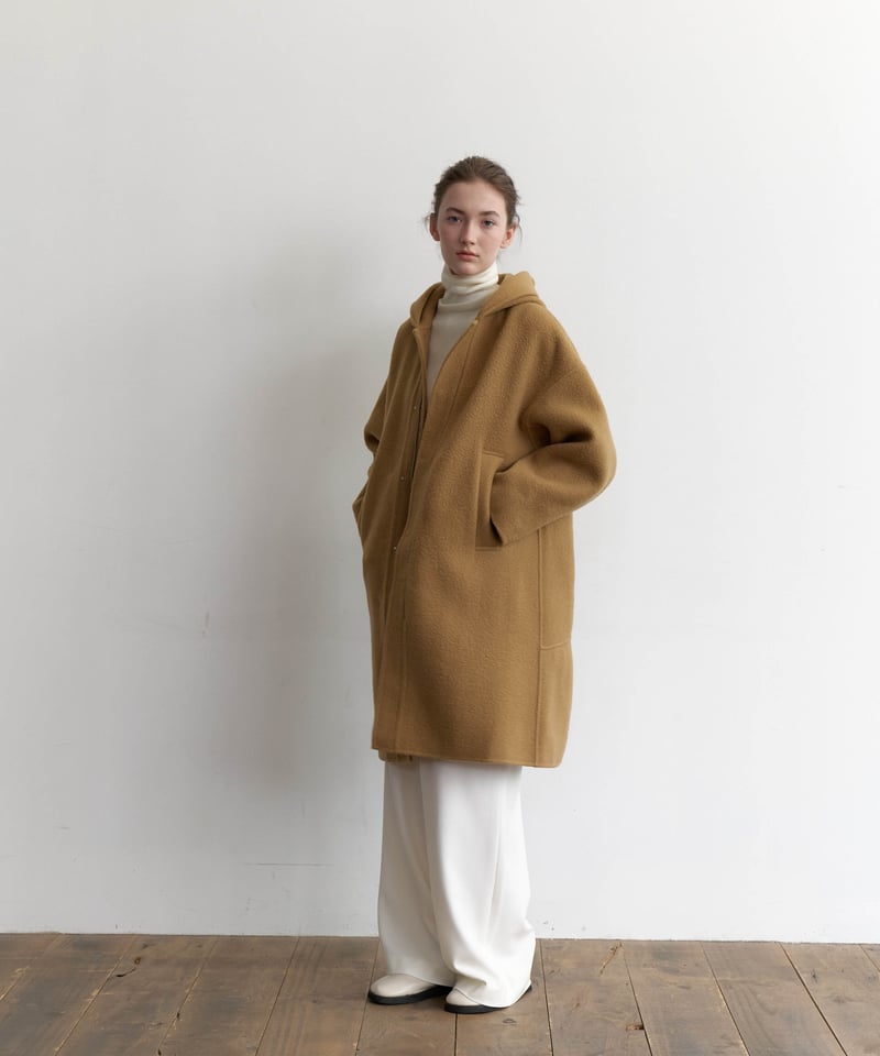 Brushed Wool Hoodie Coat_Camel | Na.e