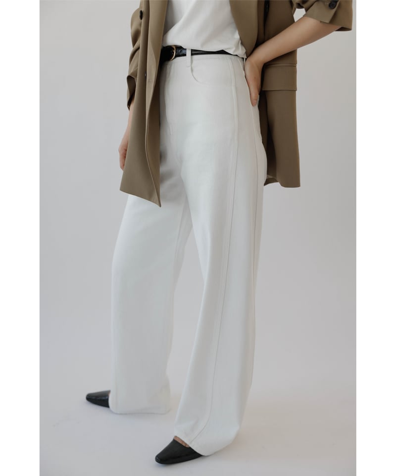 Stitch Wide Jeans _White | Na.e