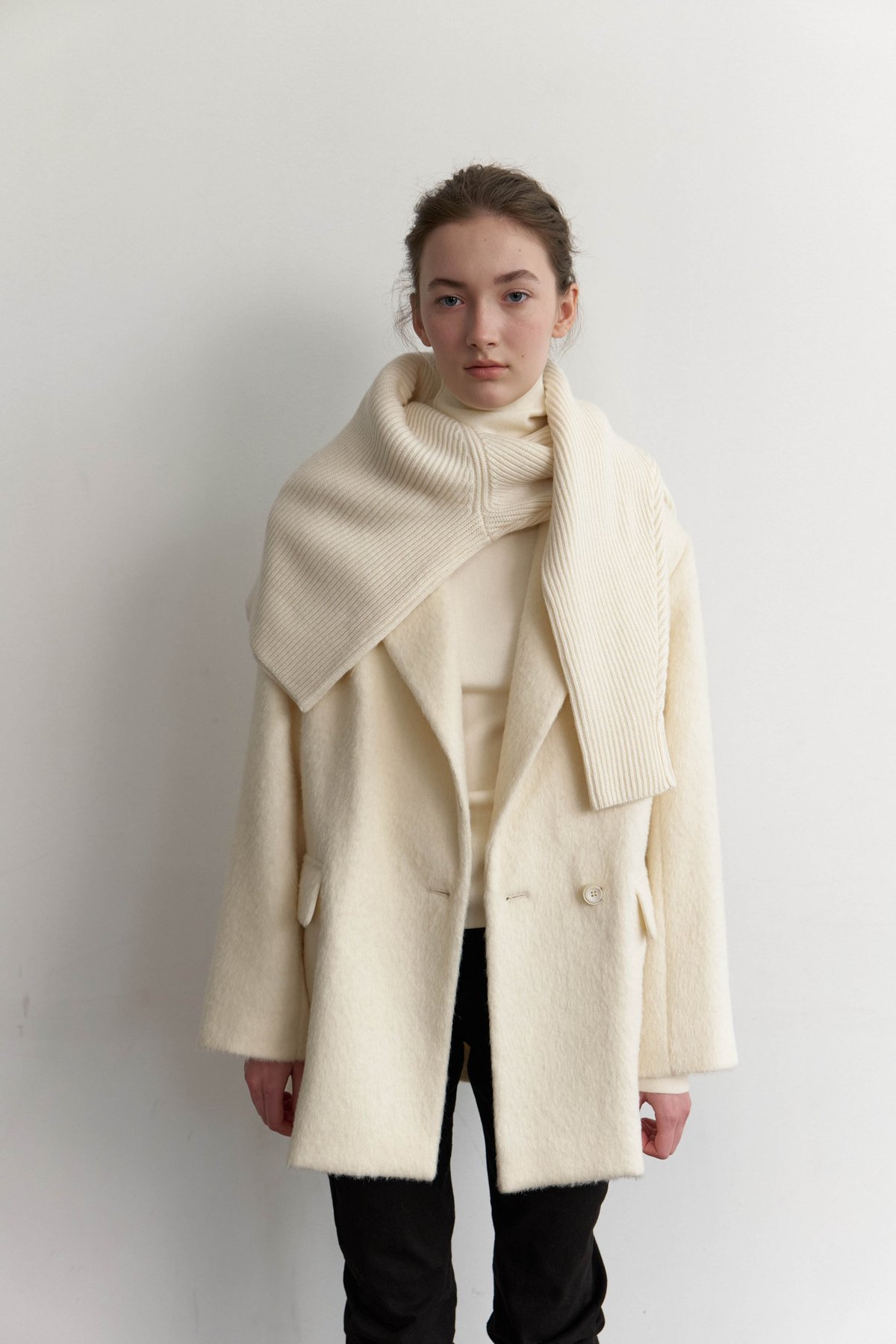 Wool Alpaca Shaggy Coat_Ivory | Na.e