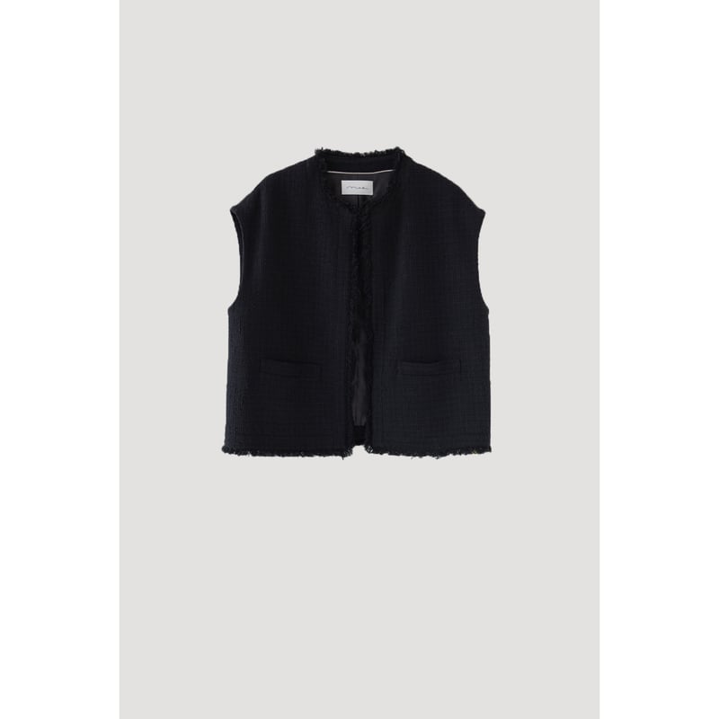 Novel Tweed Vest_black | Na.e