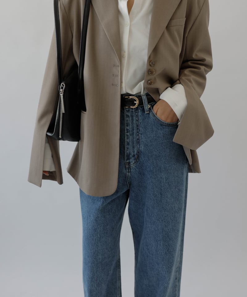 na.e ナエ　スムースベルトブラウス　ダークネイビー Leather Belt | Na.e