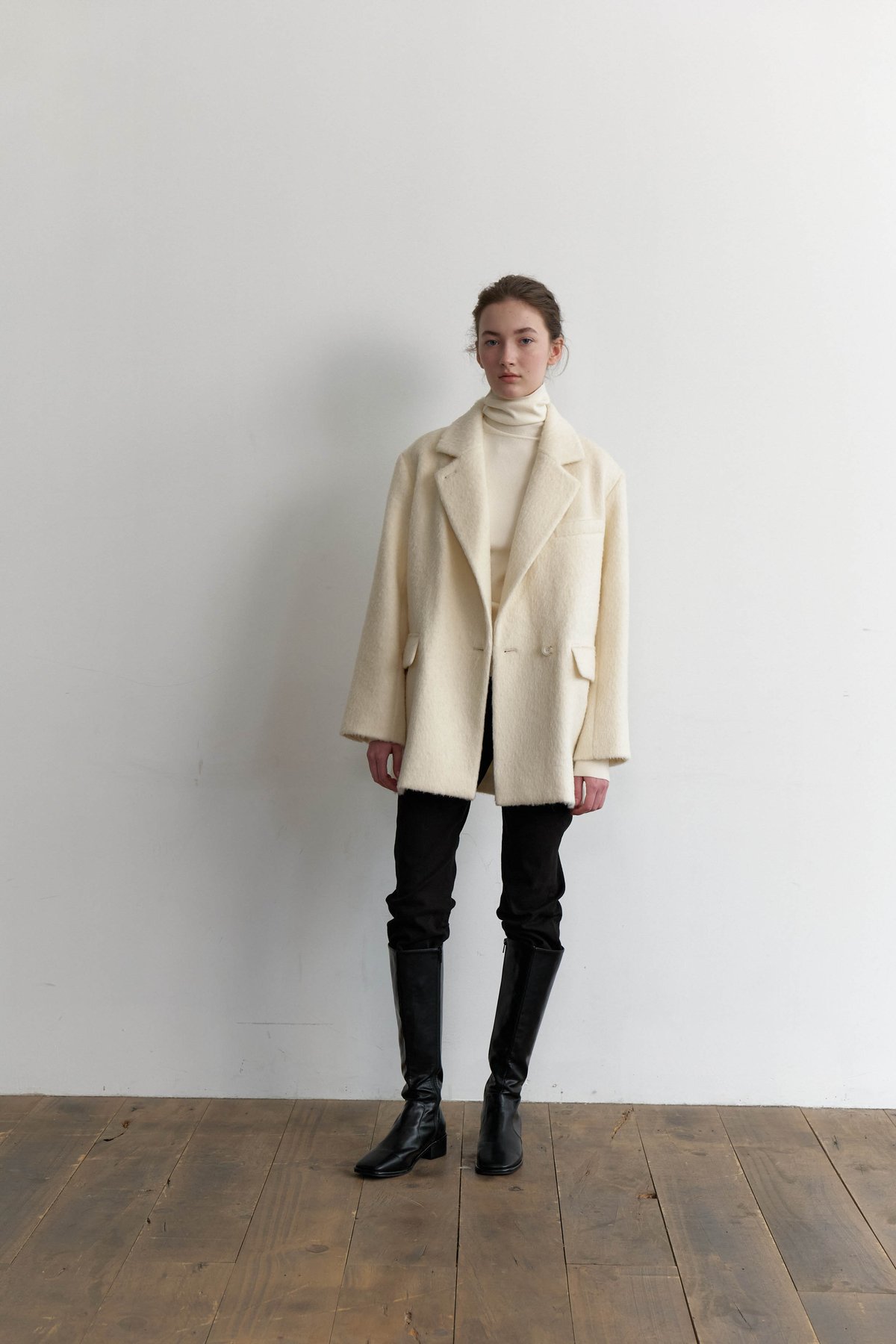 Wool Alpaca Shaggy Coat_Ivory | Na.e