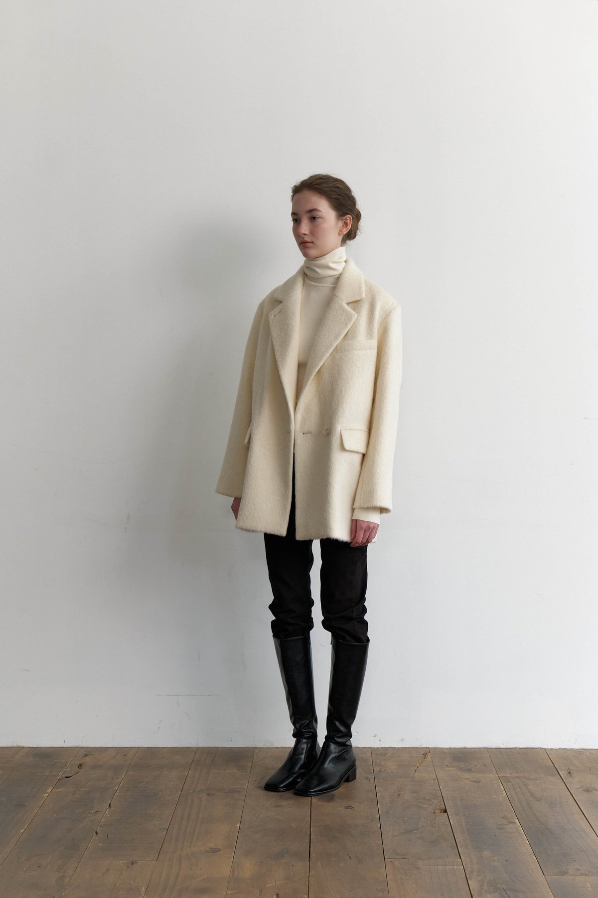 Wool Alpaca Shaggy Coat_Ivory | Na.e