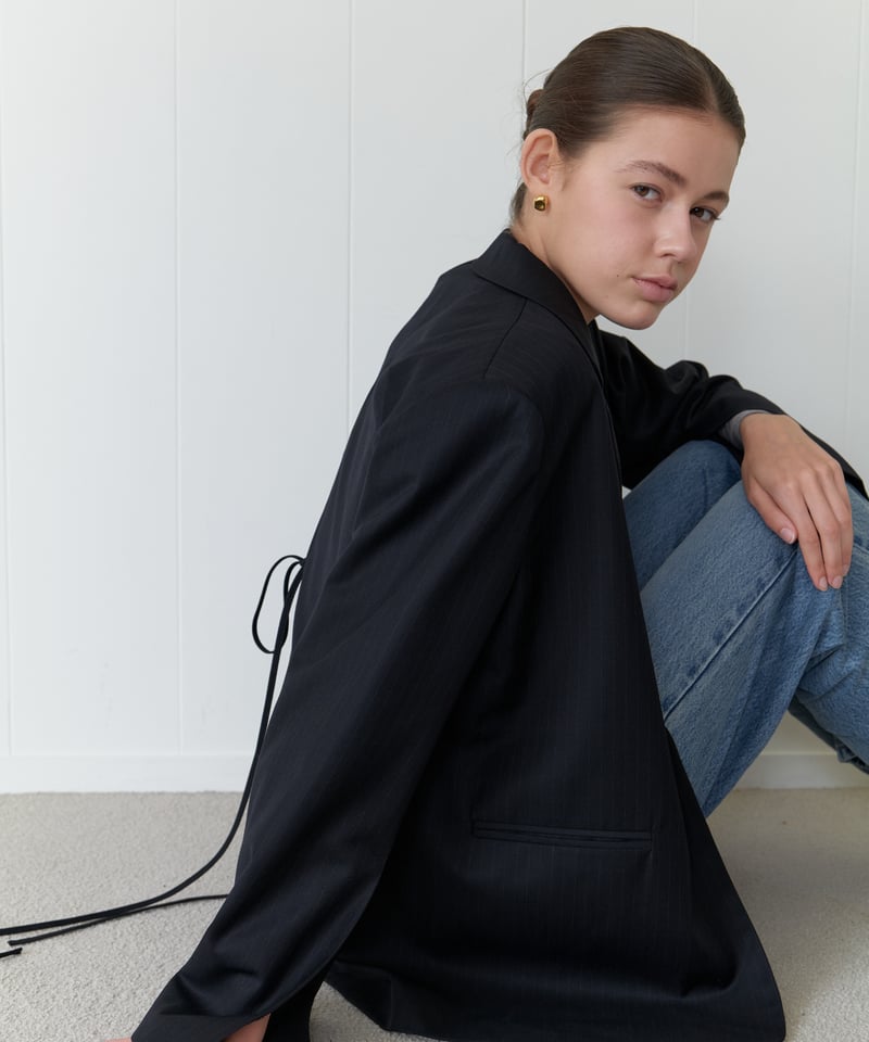 Stripe Over Jacket_Navy | Na.e