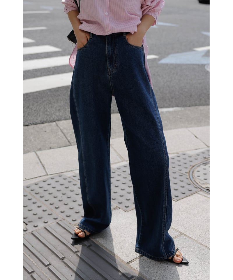 Stitch Wide Jeans_Indigo Blue | Na.e