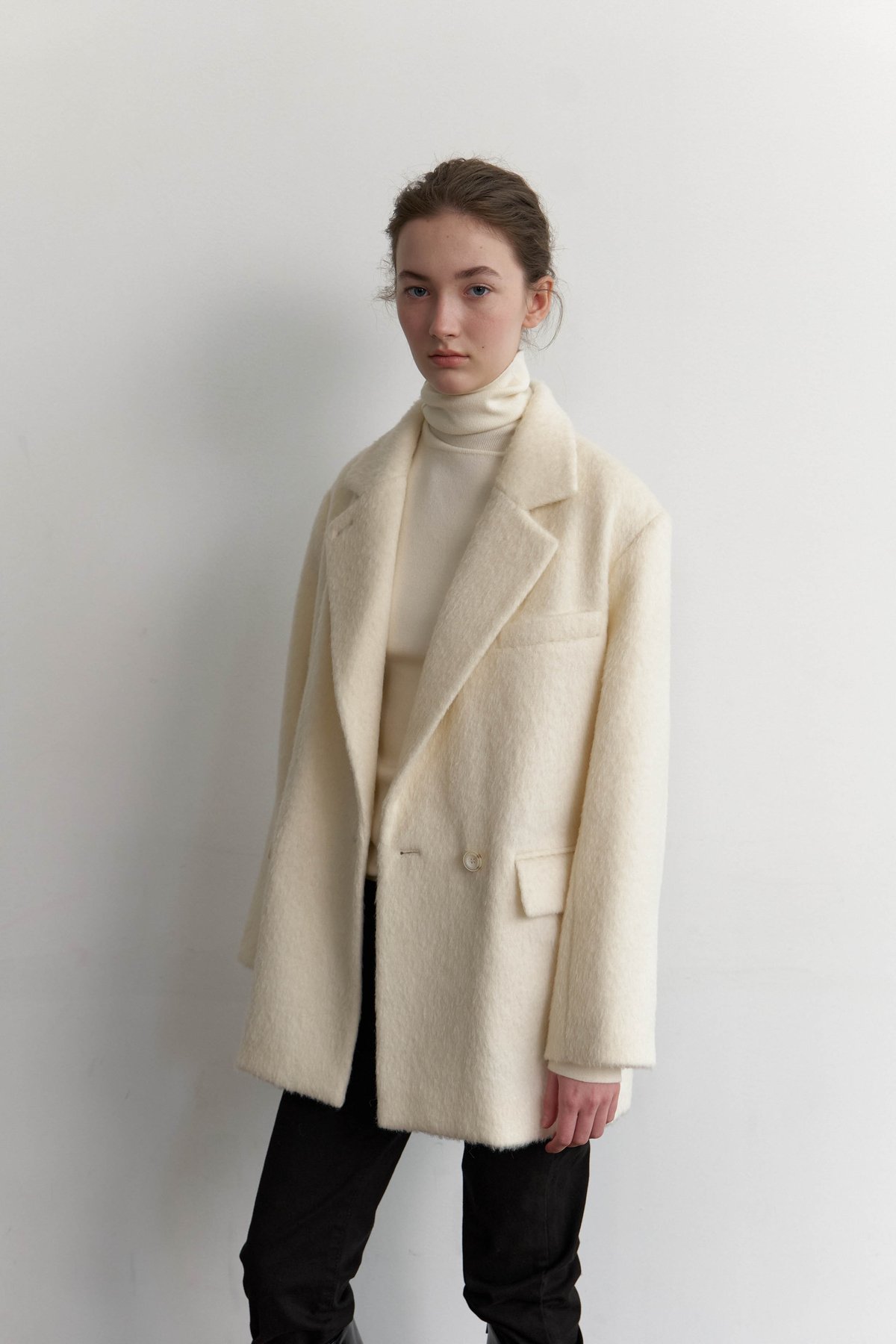 Wool Alpaca Shaggy Coat_Ivory | Na.e
