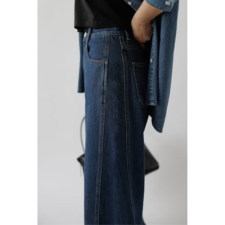Stitch Wide Jeans_Indigo Blue