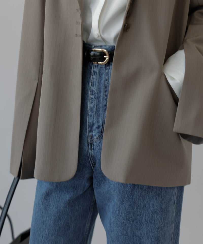 na.e ナエ　スムースベルトブラウス　ダークネイビー Leather Belt | Na.e