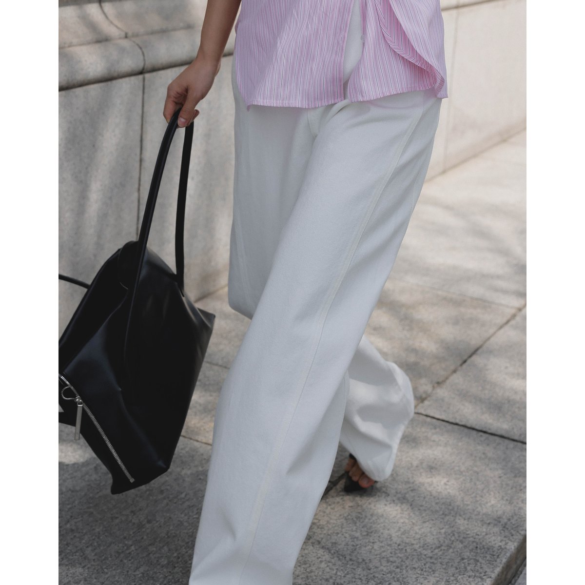 Stitch Wide Jeans _White | Na.e
