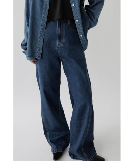 Stitch Wide Jeans_Indigo Blue