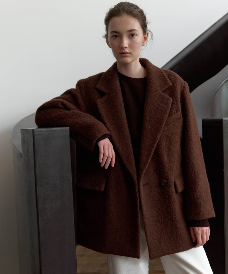 Wool Alpaca Shaggy Coat_Brown | Na.e