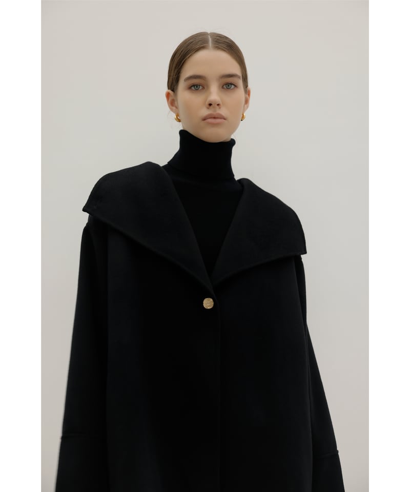 美品　ナエ　na.e　レディース　フーディーハーフコート　F　ブラック PREMIUM LABEL】Cashmere Half Coat | Na.e