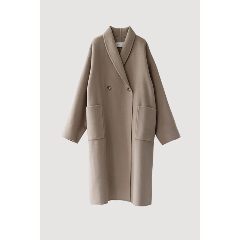 新品na.e Shawl Collar Wool Coat_通常丈_Camel