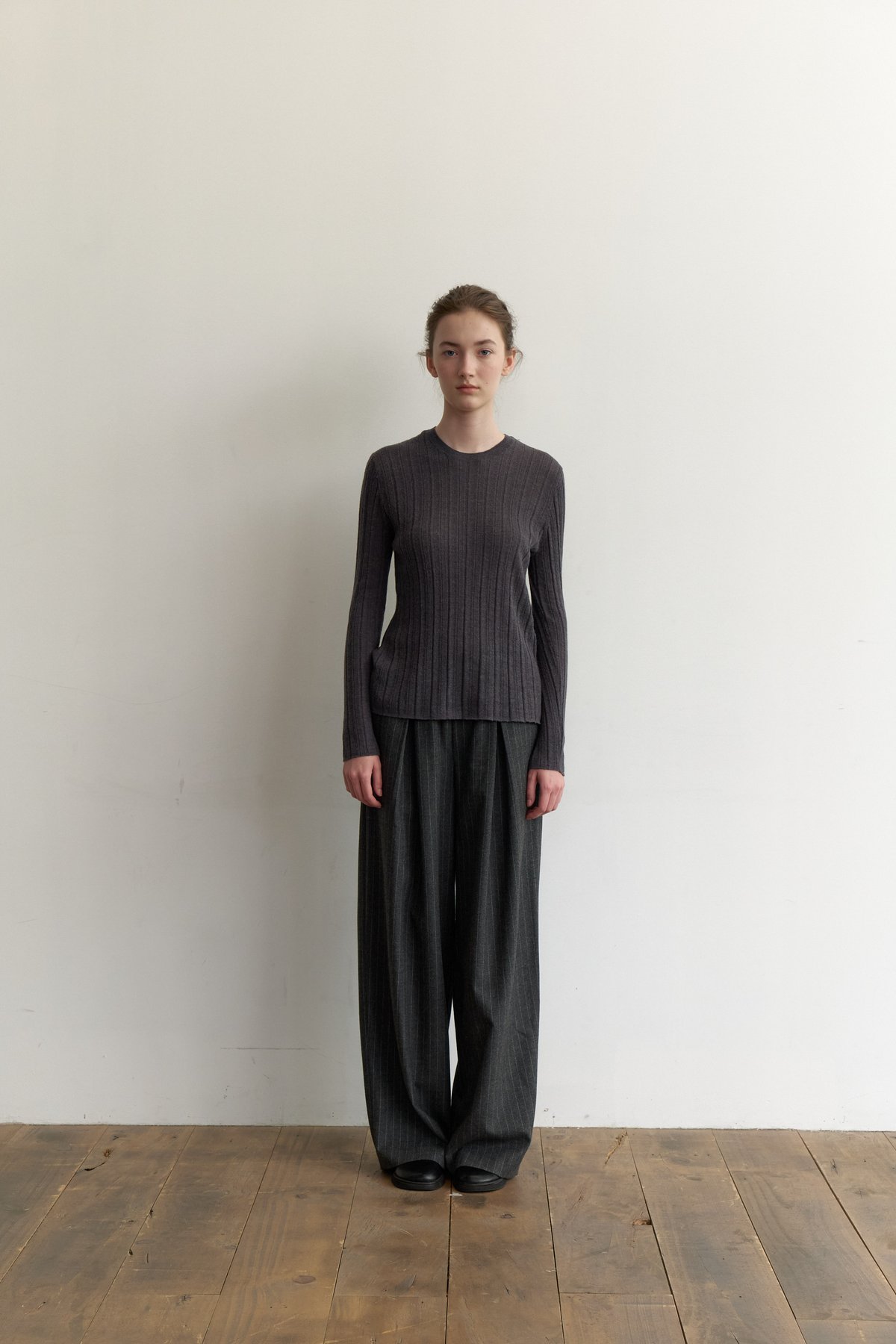 パンツ everyone relax-fit stripe easy pants everyone relax-fit stripe easy pants Mid Rise Linen-Blend