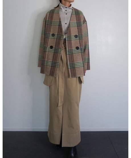 Tartan Plaid Soutien Collar Jacket