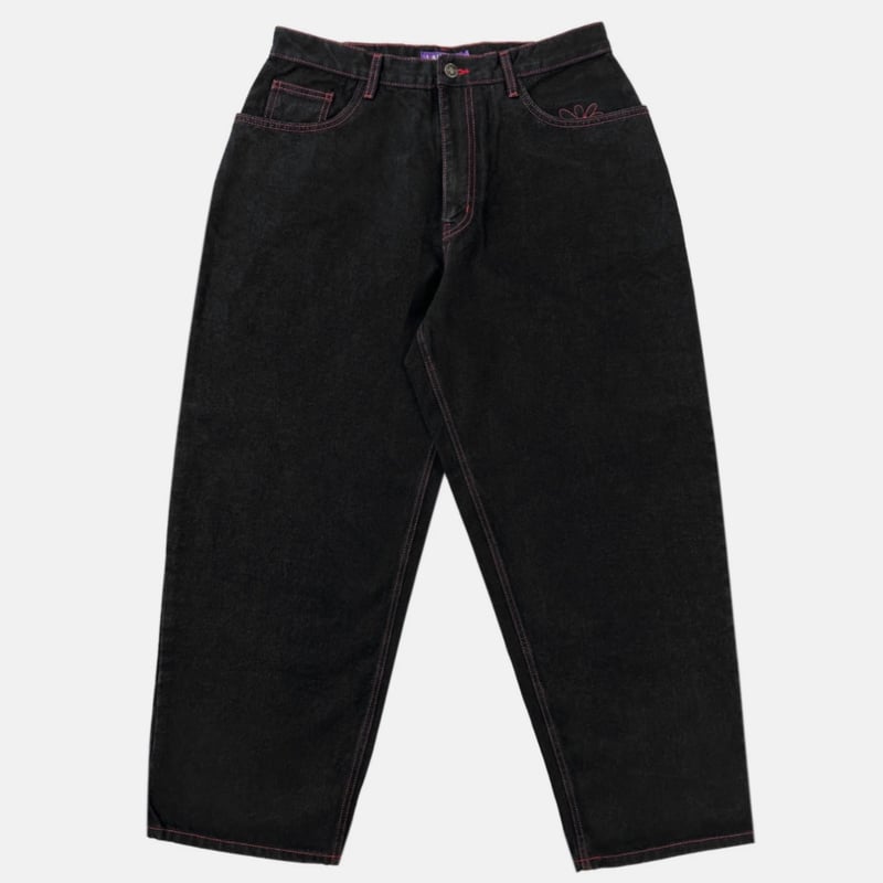 LABROS 黒デニムパンツ デイジー刺繍 LABROS(ラブロス)/ Smart Daisy Cat Brush Baggy Jeans -2.COLOR