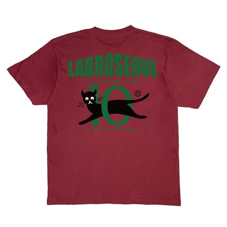 "LABROS" 10th Anniv Black Cat Tee (Burgundy)