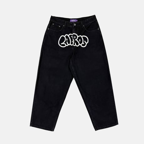 "LABROS" Bubble Arc Logo Jeans (Black)