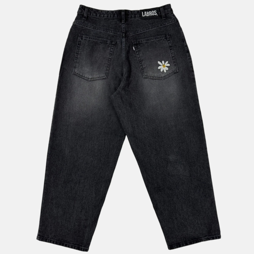 LABROS" Smart Daisy Cat Brush Baggy Jeans (Bla LABROS" Smart Daisy Cat Brush Baggy Jeans (Bla