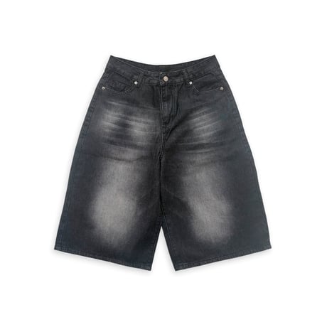 "NERIAME" WIDE LEG DENIM SHORTS (Black)